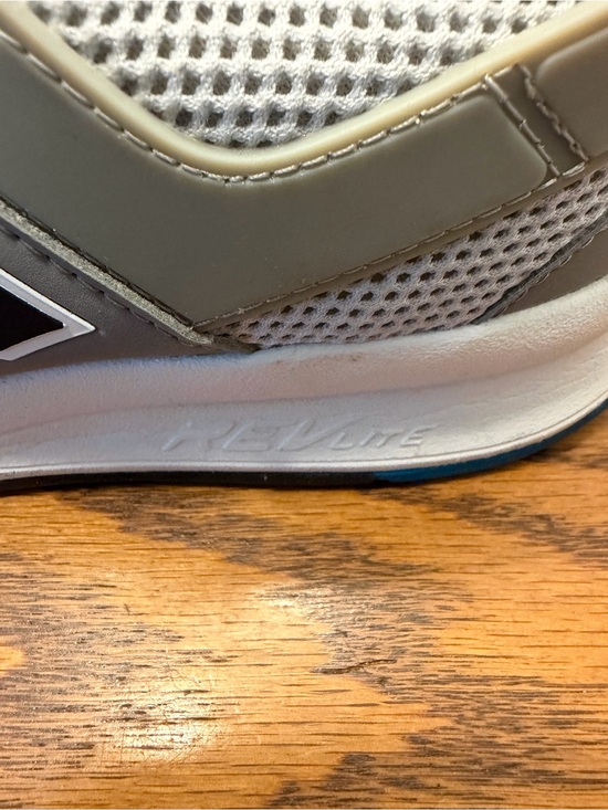 New Balance Gray Mesh Running Shoes with Black trim blue Insole Logo Mens size 8 main image 10